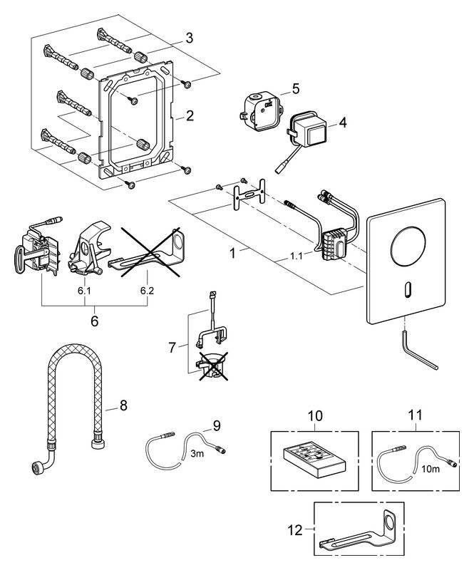 Grohe Tectron Rondo Infrarot-Elektronik für Urinal, 6V Lithium-Batterie, CR-P2, Chrom, 37421000-3