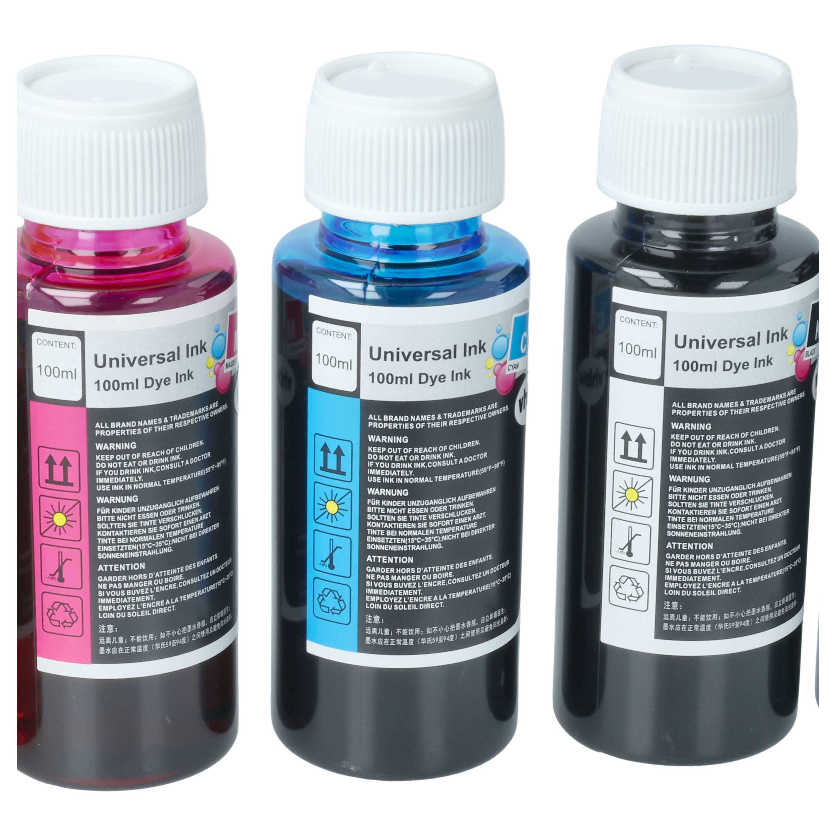 vhbw 5x Nachfülltinte kompatibel mit Brother Drucker | Refillset Dye Cyan, Dye Magenta, Dye Schwarz, Dye Yellow, 100ml-3