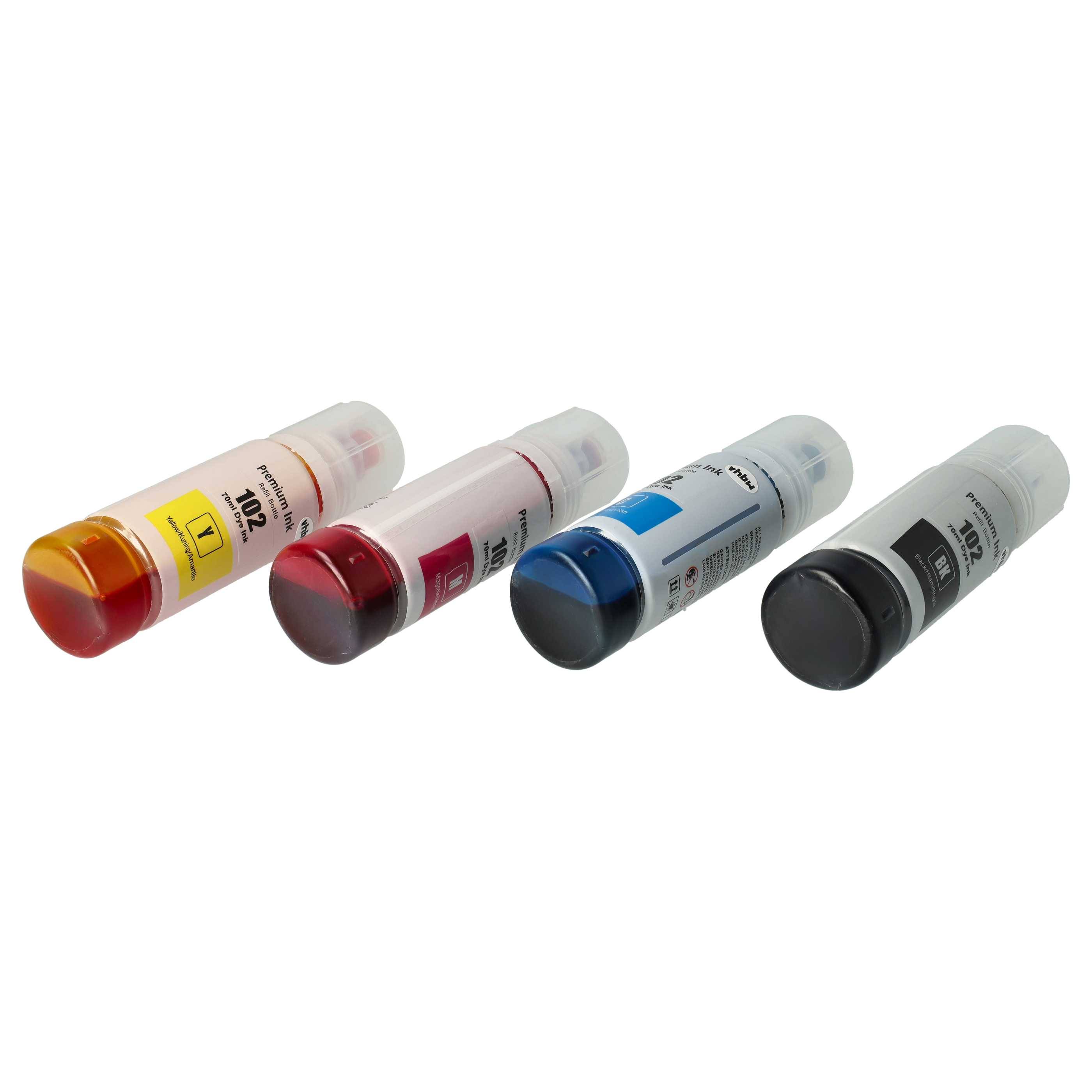 vhbw 4x Nachfülltinte kompatibel mit Canon Pixma G5050 | G6050 Drucker - Refillset Dye Cyan, Dye Magenta, Dye Schwarz-3