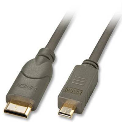 Lindy 41340 High-Speed-HDMI®-Kabel mit Ethernet, Typ C (Mini) / Typ D (Micro), 0,5m