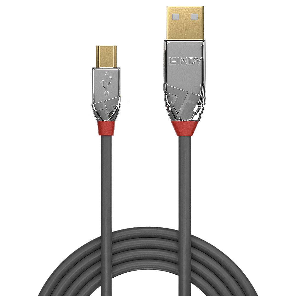 LINDY USB-Kabel USB 2.0 USB-A Stecker, USB-Mini-B Stecker 1.00 m Grau 36631-1