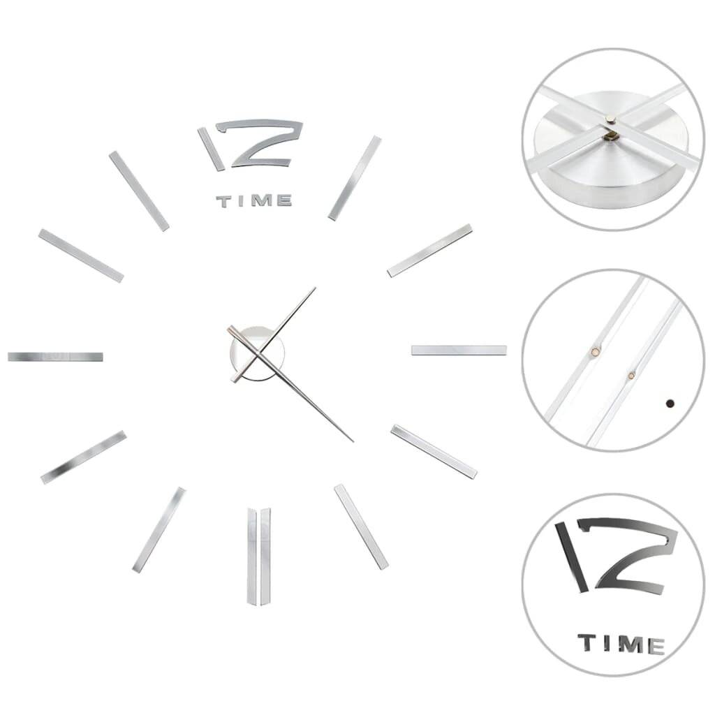 vidaXL 3D-Wanduhr Modernes Design 100 cm XXL Silbern-5