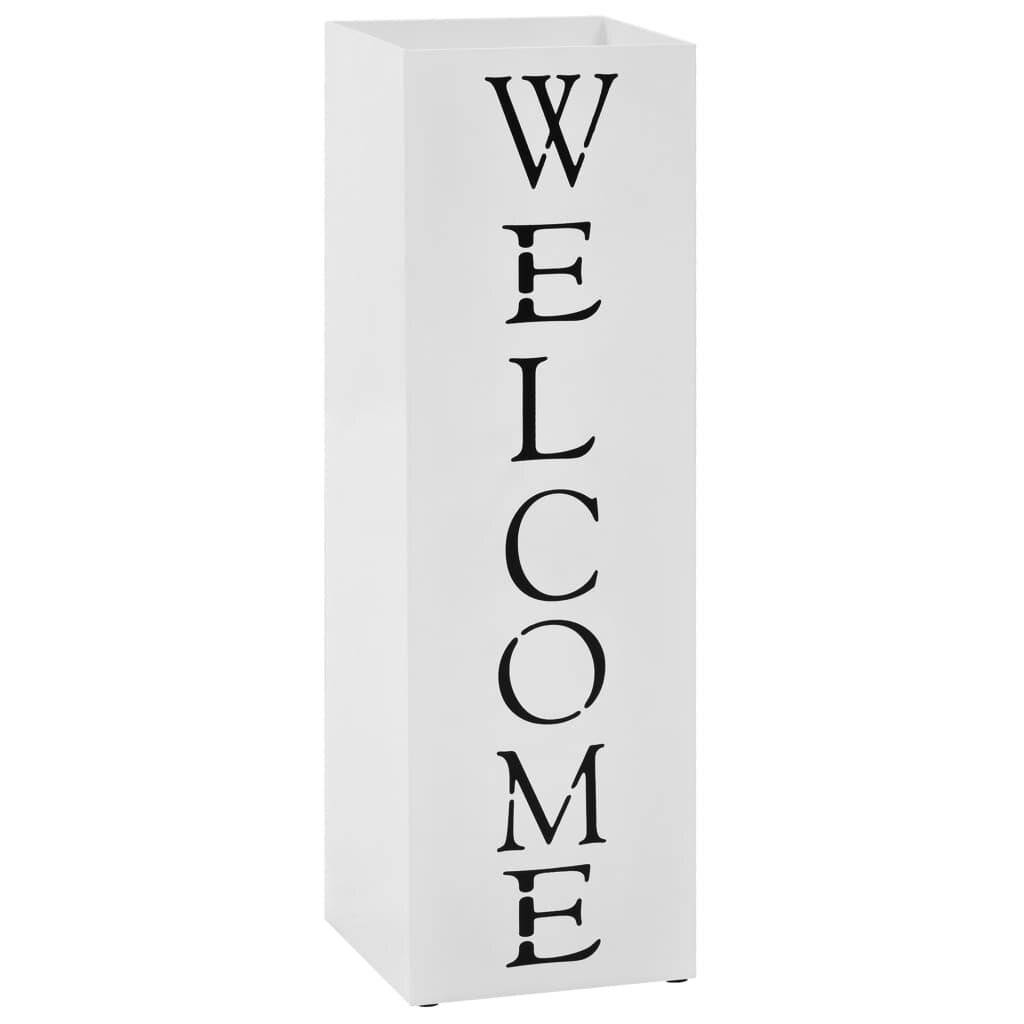 vidaXL Regenschirmständer Welcome Stahl Weiß-0