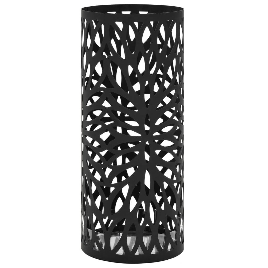vidaXL Regenschirmständer Blattmotiv Stahl Schwarz-0
