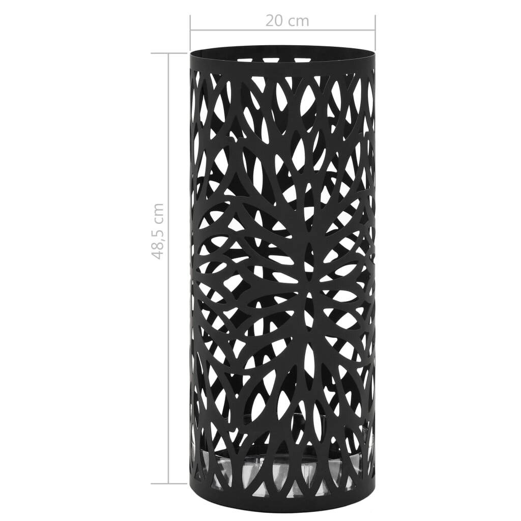 vidaXL Regenschirmständer Blattmotiv Stahl Schwarz-5