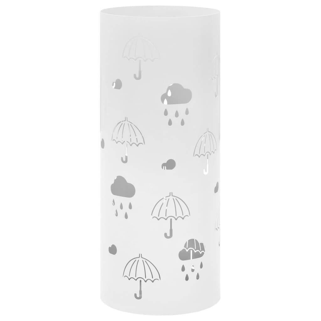 vidaXL Regenschirmständer Regenschirm-Motiv Stahl Weiß-0