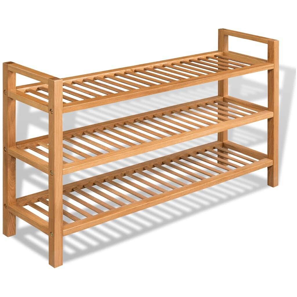Schuhregal mit 3 Etagen 100 x 27 x 59,5 cm Massivholz Eiche-5