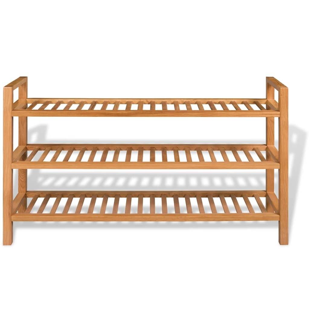 Schuhregal mit 3 Etagen 100 x 27 x 59,5 cm Massivholz Eiche-1
