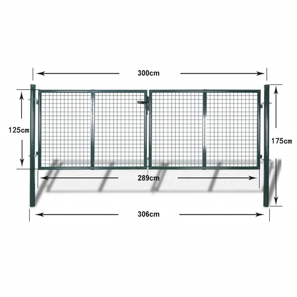 Symbolbild für vidaXL Zauntor Stahl 300x125 cm Grün