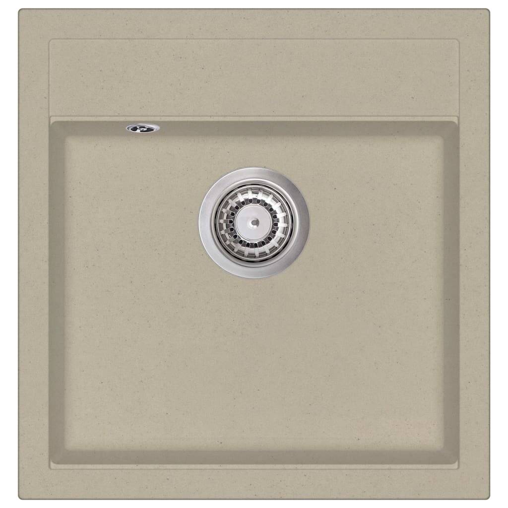 vidaXL Granitspüle Einzelbecken Beige-0
