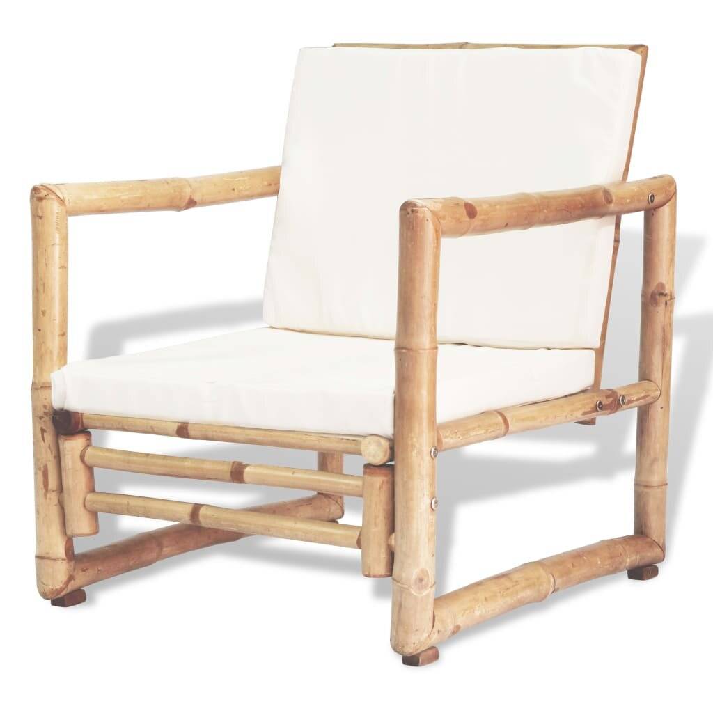 4-tlg. Garten-Lounge-Set mit Auflagen Bambus-6