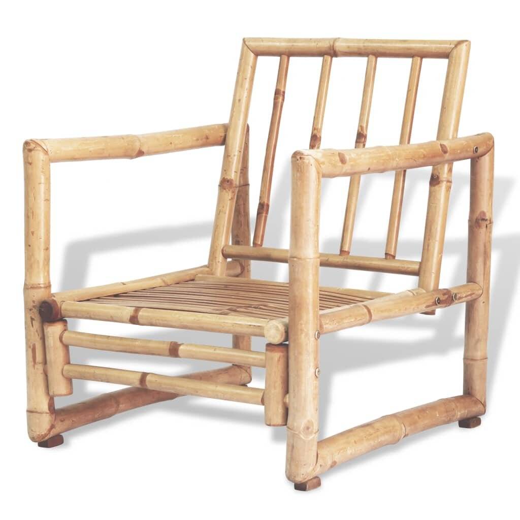 4-tlg. Garten-Lounge-Set mit Auflagen Bambus-7