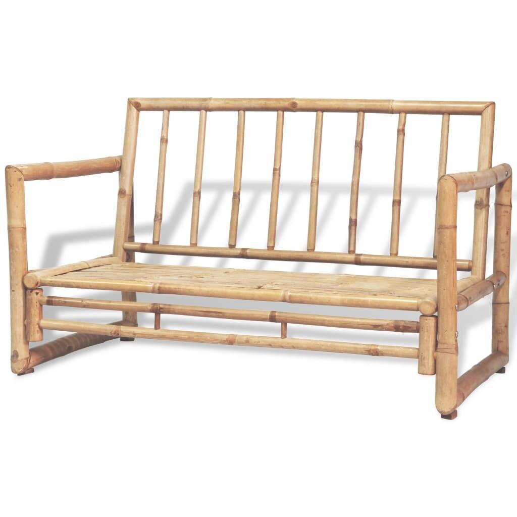 4-tlg. Garten-Lounge-Set mit Auflagen Bambus-4