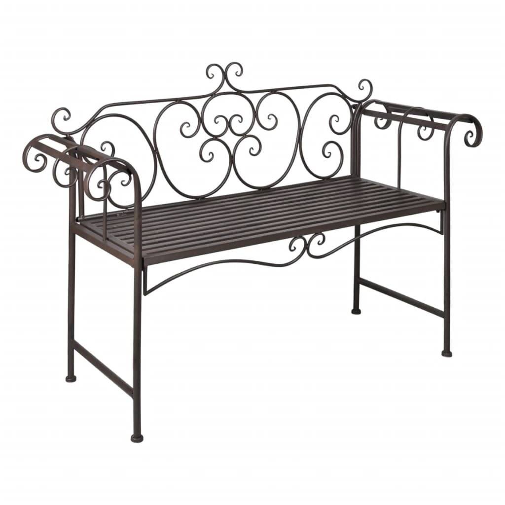 vidaXL Gartenbank 132 cm Stahl Antik Braun-5