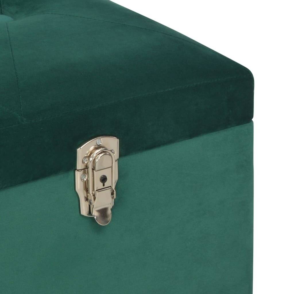 Bank mit Staufach 105 cm Grün Samt-5