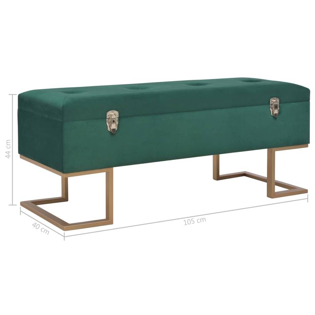 Bank mit Staufach 105 cm Grün Samt-6
