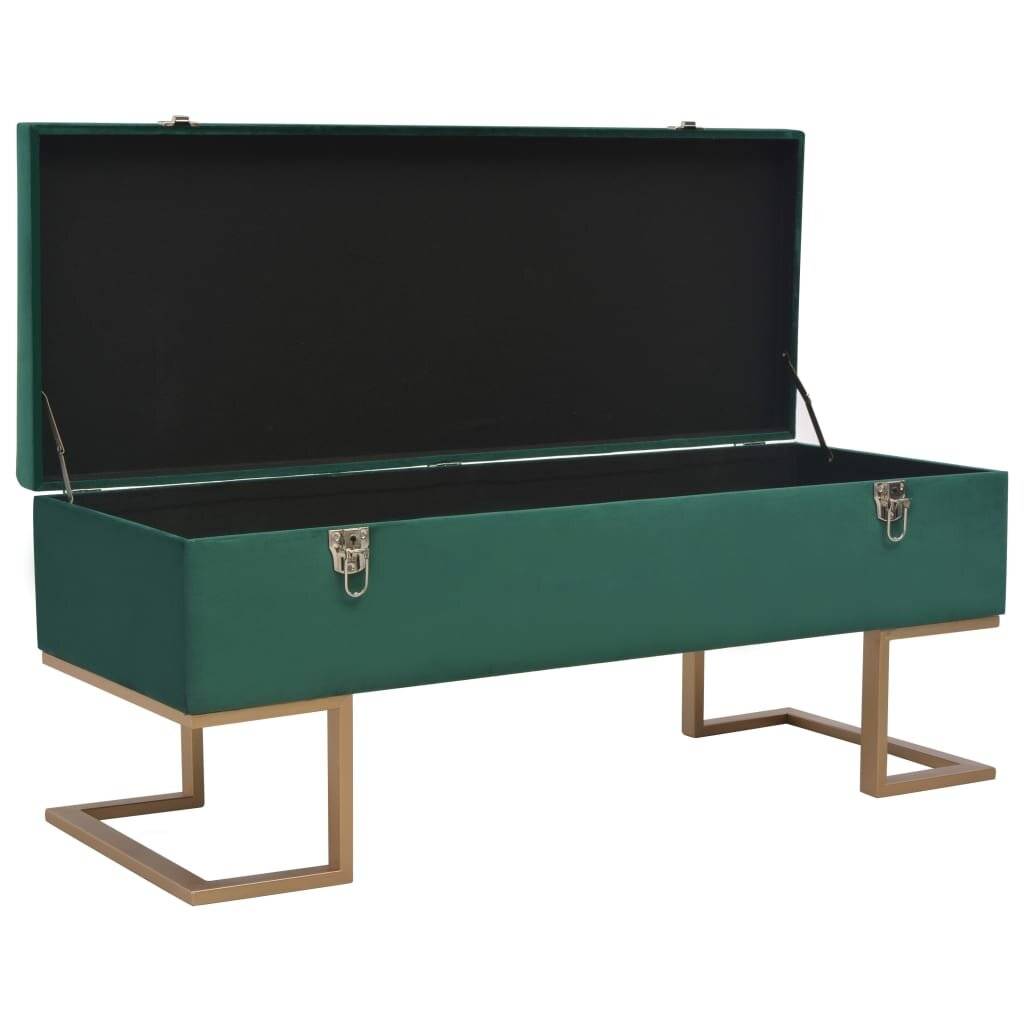 Bank mit Staufach 105 cm Grün Samt-1