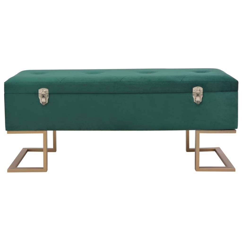Bank mit Staufach 105 cm Grün Samt-2