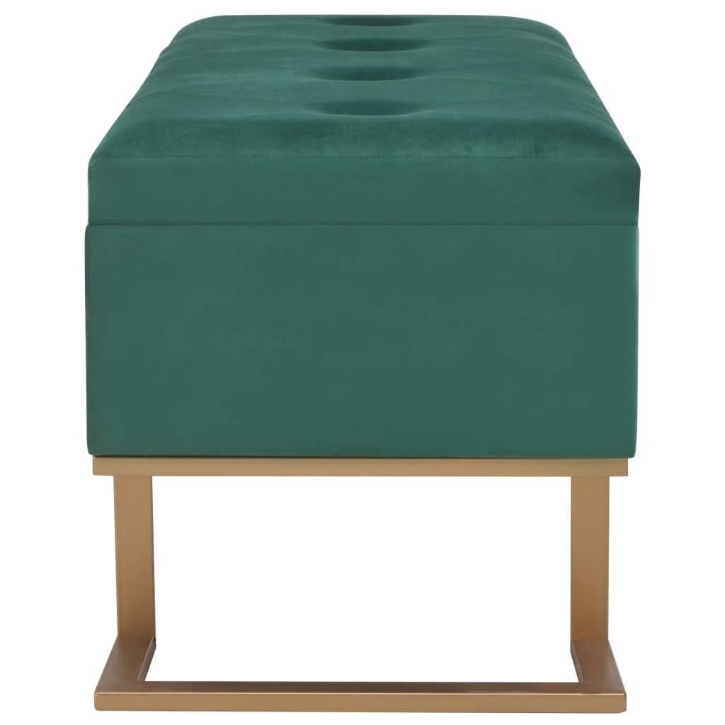 Bank mit Staufach 105 cm Grün Samt-3