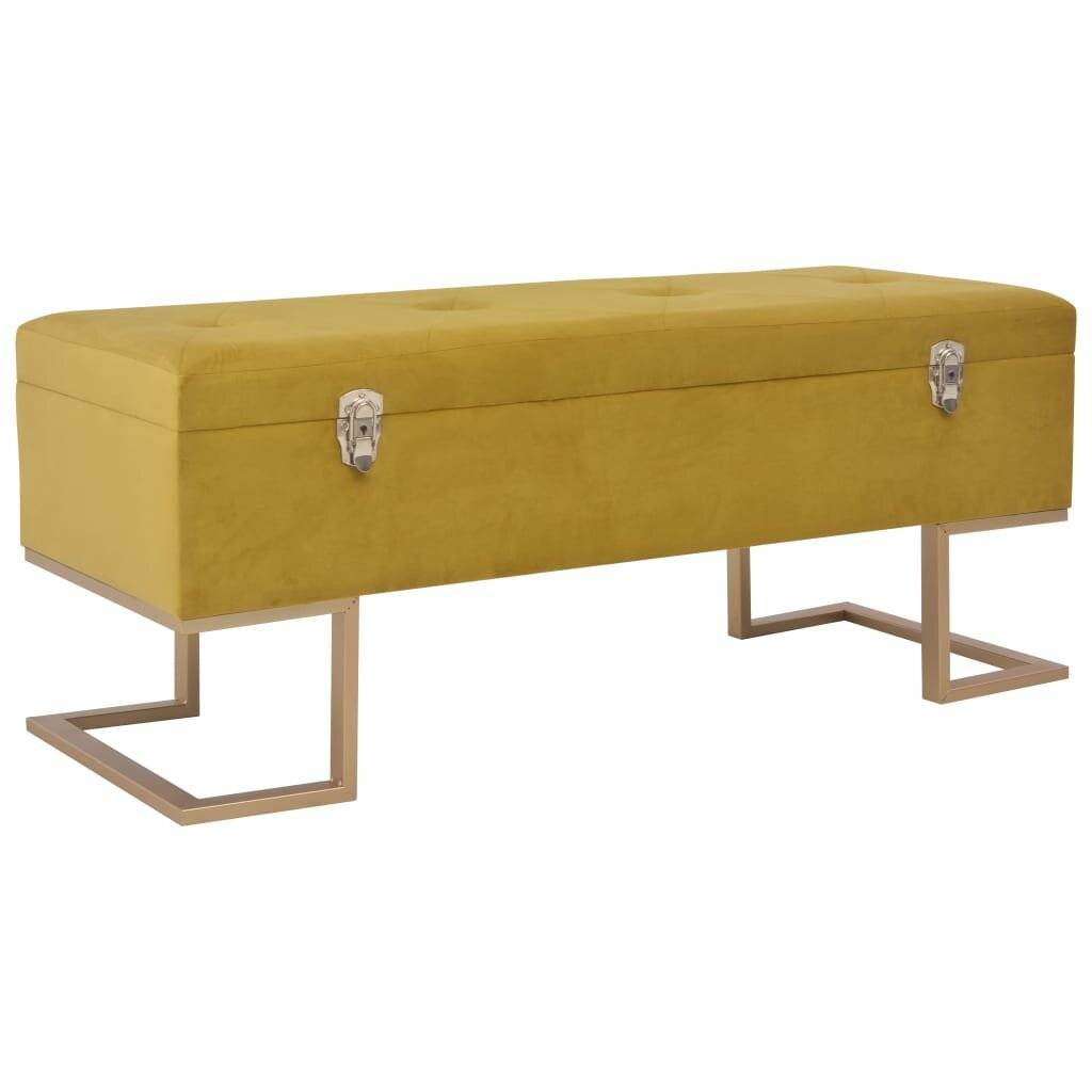 vidaXL Bank mit Staufach 105 cm Senfgelb Samt-0