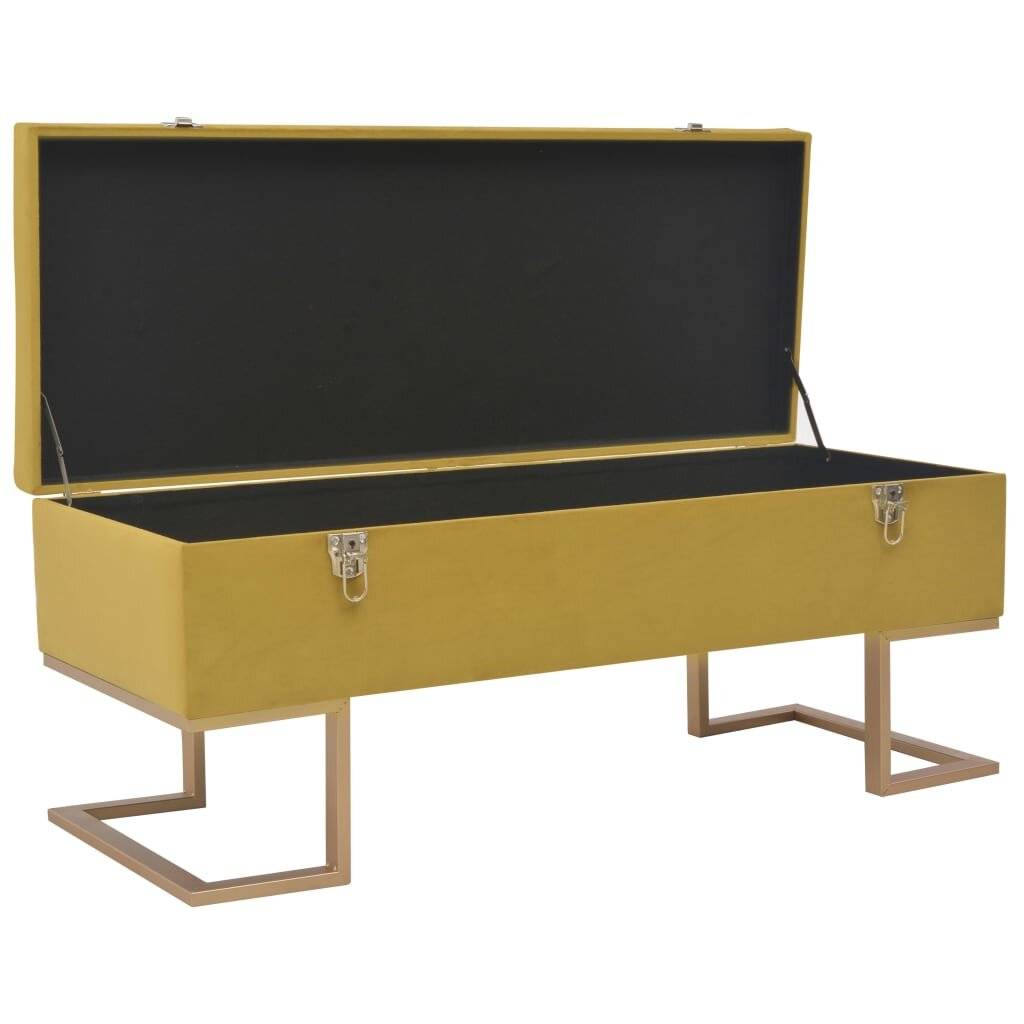 vidaXL Bank mit Staufach 105 cm Senfgelb Samt-1
