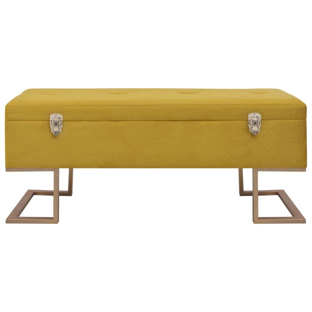vidaXL Bank mit Staufach 105 cm Senfgelb Samt-2