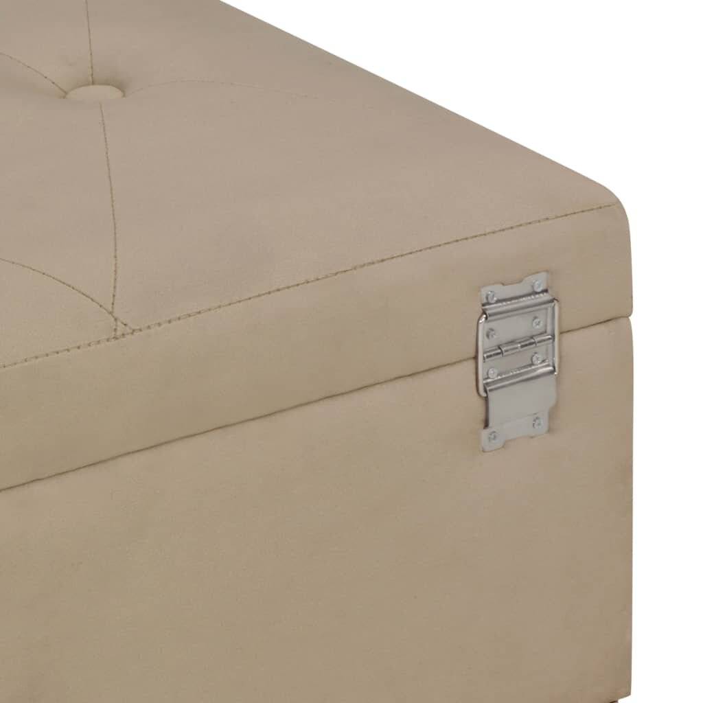 Bank mit Staufach 105 cm Beige Samt-6
