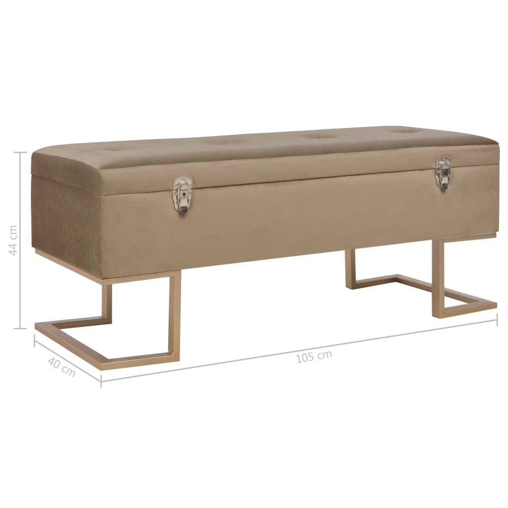 Bank mit Staufach 105 cm Beige Samt-7