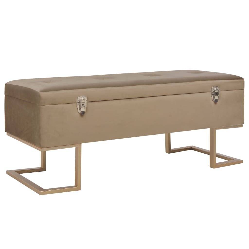 Bank mit Staufach 105 cm Beige Samt-0