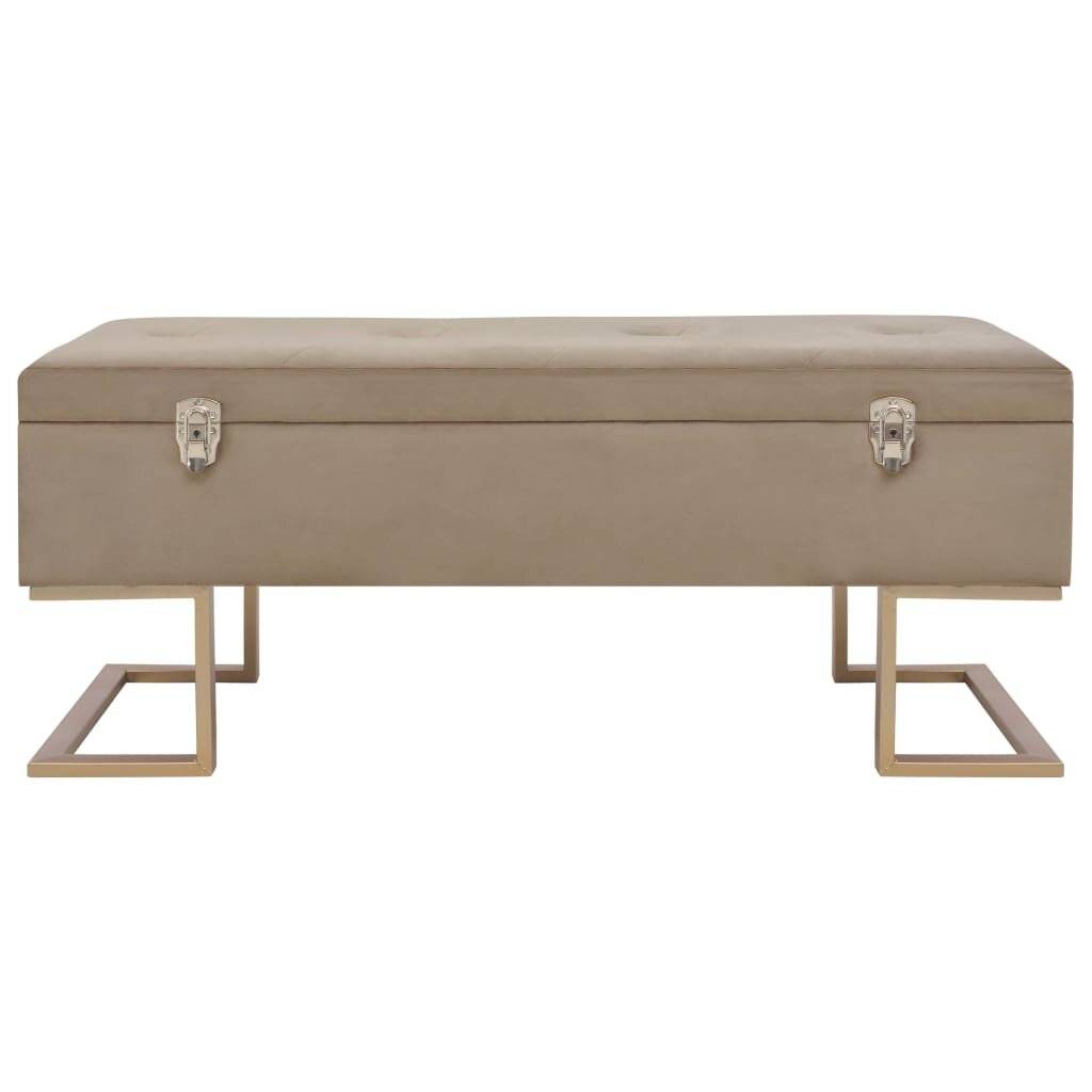 Bank mit Staufach 105 cm Beige Samt-3