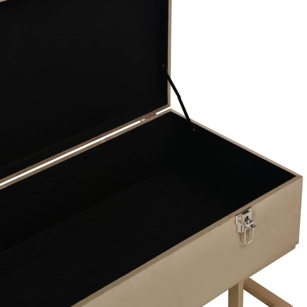 Bank mit Staufach 105 cm Beige Samt-5