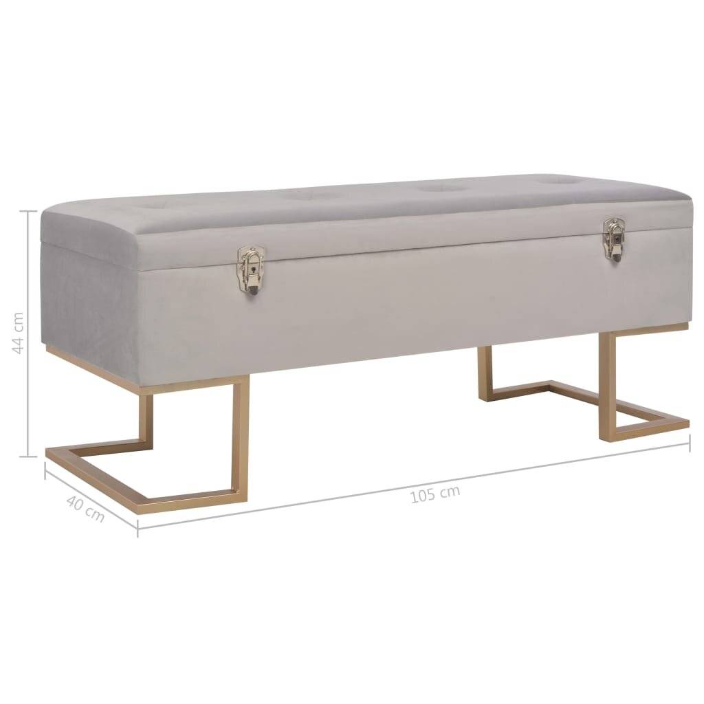 Bank mit Staufach 105 cm Grau Samt-7