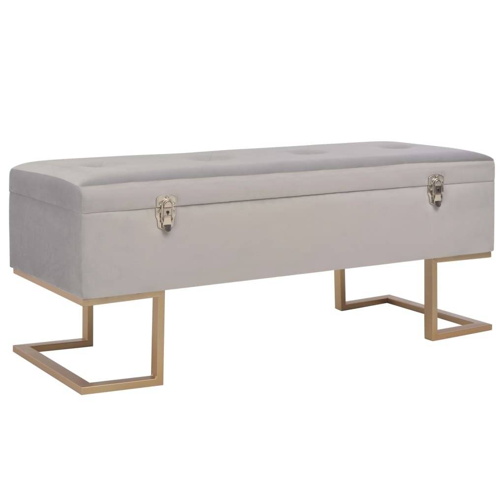 Bank mit Staufach 105 cm Grau Samt-0