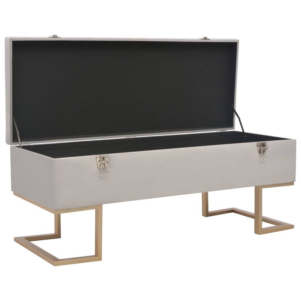 Bank mit Staufach 105 cm Grau Samt-2