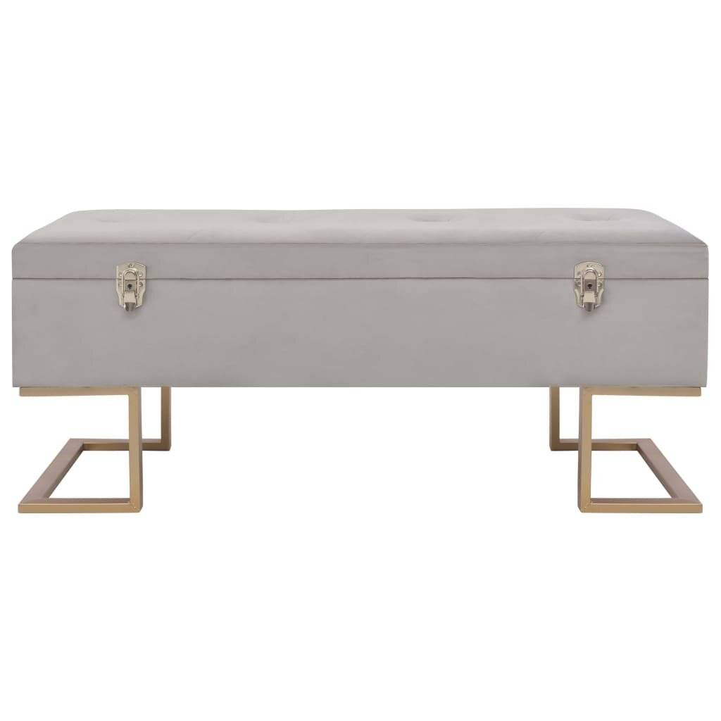 Bank mit Staufach 105 cm Grau Samt-3
