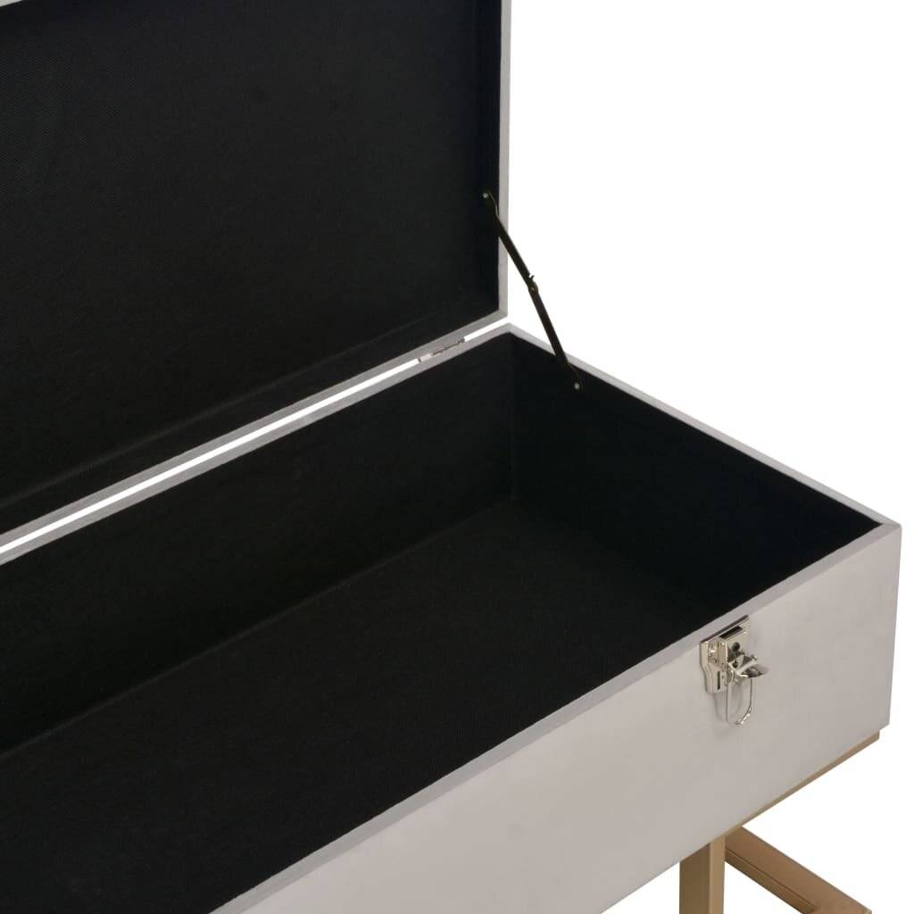 Bank mit Staufach 105 cm Grau Samt-5