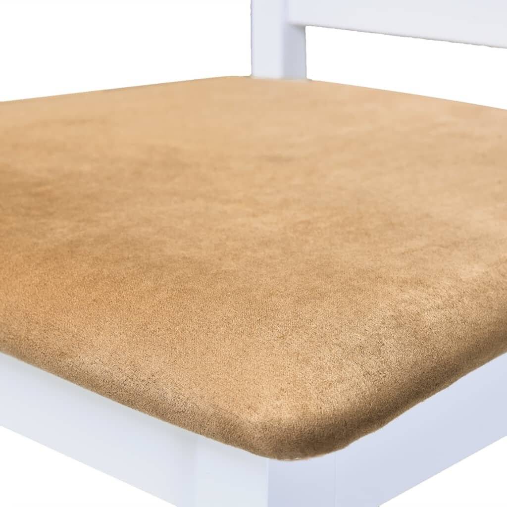 Bartisch mit Stühlen 5-tlg. Massivholz Braun und Weiß-5