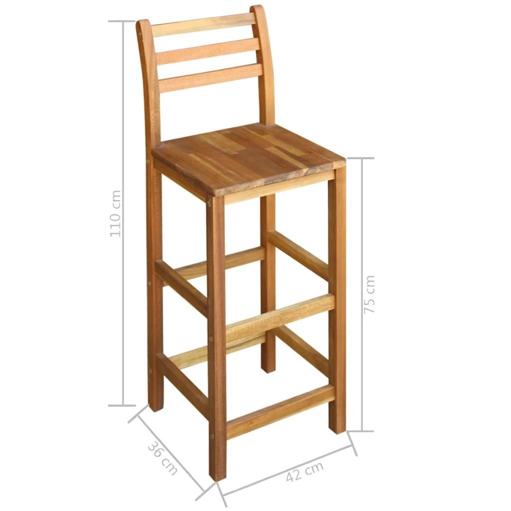Barstühle 2 Stk. Akazienholz Massiv 42 x 36 x 110 cm-4
