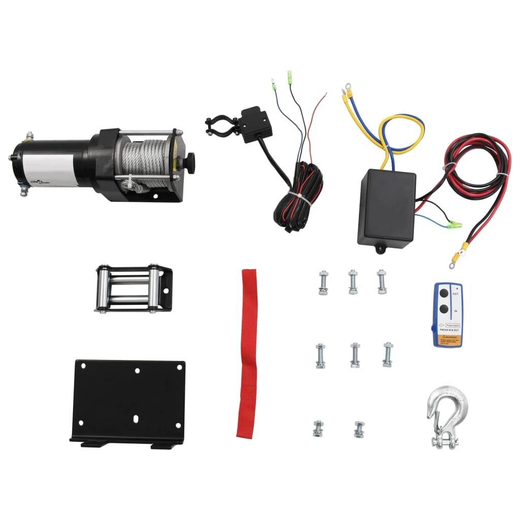 Elektrische Seilwinde + Montageplatte Fernbedienung 1360 kg 12V-6