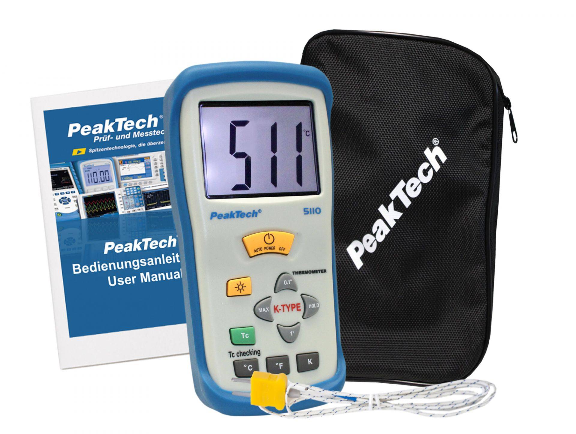 PeakTech P 5110 – Digital-Thermometer ~ 1 CH ~ Typ-K ~ -50 ... +1300°C ~ mit °C/°F/K Anzeige-1