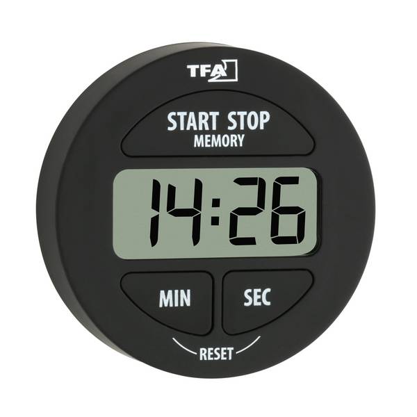 Timer schwarz Timer und Stopp­uhr in schwarz bis 99 Min. und 59 Sek