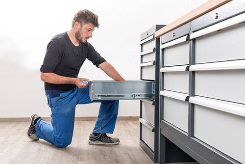 Schubladenschrank,inklusiv 9 Schubladen,Schubladen: 9x100,verzinkte Schubladen mit glatten Seitenwänden,Kugelführung, Au-2