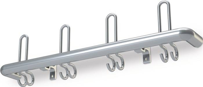 Wandgarderobe, 3 Hut-/6 Mantelhaken Länge 600 mm, Aluminium F1 naturfa-0