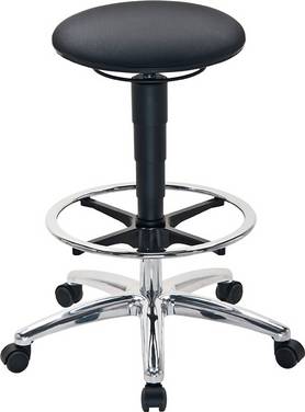 Drehhocker Sitz-Stop-Rollen+Fußring Supertec-Gewebe grau