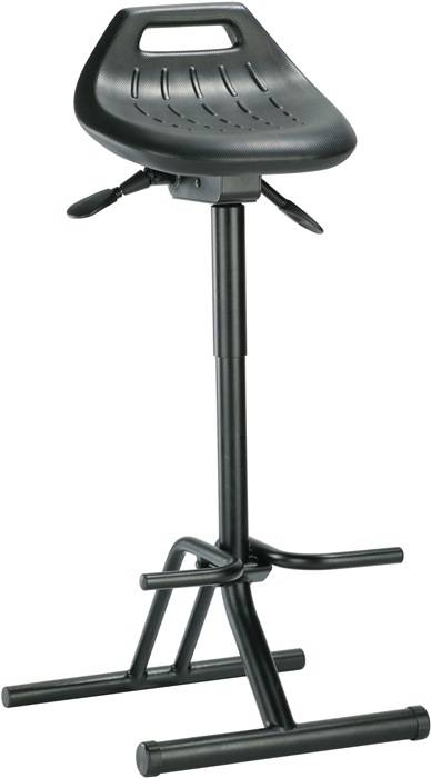 Industrie-Stehhilfe mit klappbarem Fußgestell und Fußstütze Sitz um 360° drehbar. Bimos-Sitztechnik | Interest.-0