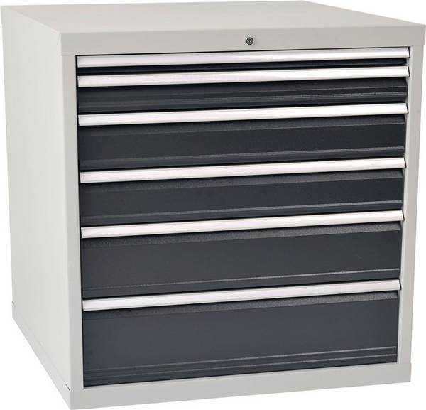 Schubladenschrank H1019xB1005xT736mm lichtgrau/grau 6 Schubl.Voll.Bedrunka