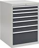 Schubladenschrank H1019xB705xT736mm grau/anthr. 2x75,2x100,2x125,1x300mm Schubl.
