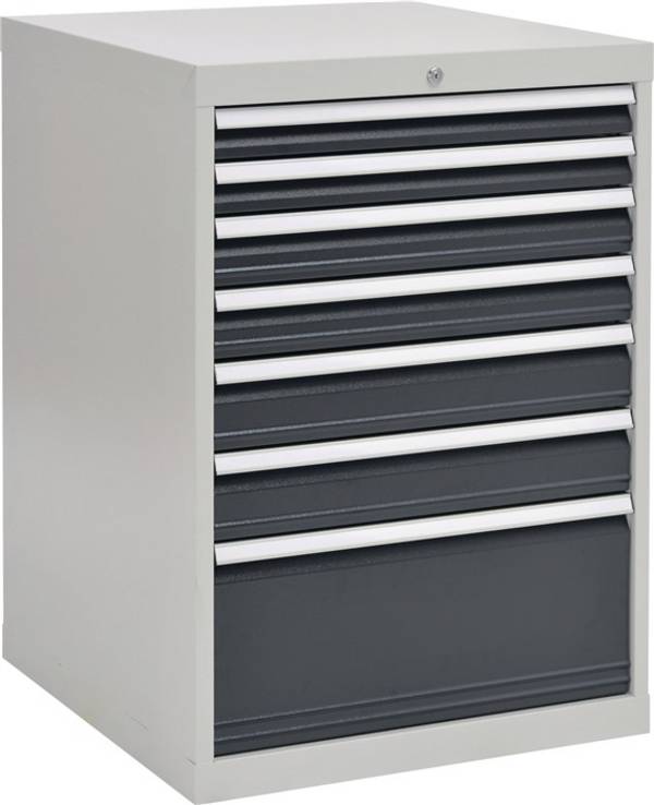 Schubladenschrank H1019xB705xT736mm grau/anthr. 2x75,2x100,2x125,1x300mm Schubl.