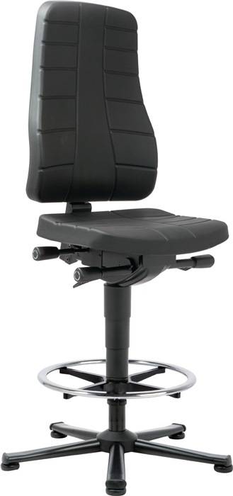 Arbeitsdrehstuhl All-in-One mit Bodengleitern und Fußring PU-Schaum schwarz. Bimos-Sitztechnik | Interest.-0