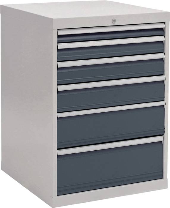 Schubladenschrank H1019xB705xT736mm lichtgrau/grau 6 Schubl.Voll.Bedrunka-0